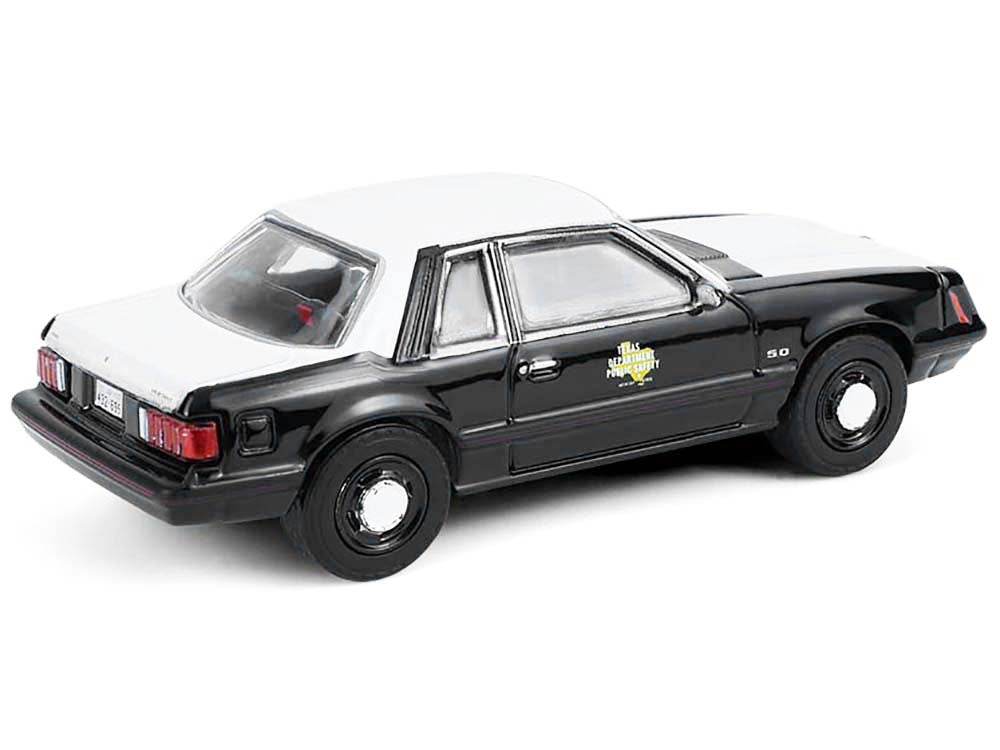 1982 Ford Mustang SSP "Texas Department of Public Safety Highway Patrol" Black with White Hood and Top "Hobby Exclusive" Series 1/64 Diecast Model Car by Greenlight-0
