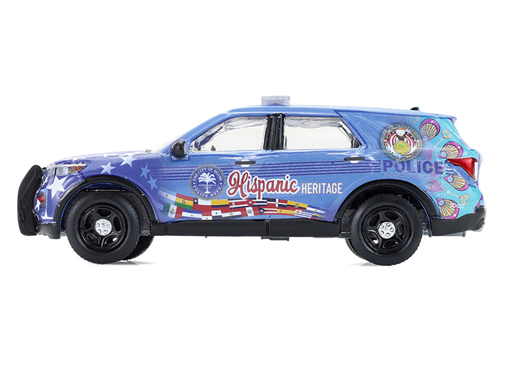 2022 Ford Police Interceptor Utility "Miami Police Department Hispanic Heritage Month" Blue with Graphics "Hobby Exclusive" Series 1/64 Diecast Model Car by Greenlight-0