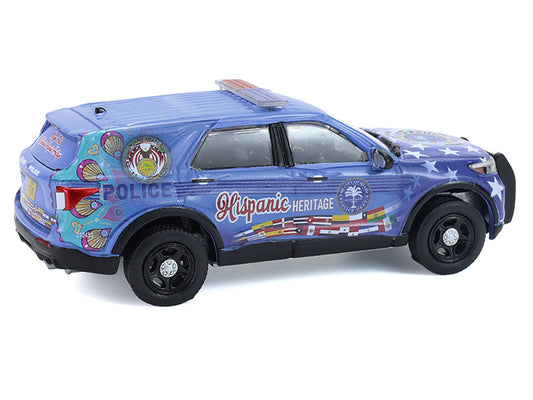 2022 Ford Police Interceptor Utility "Miami Police Department Hispanic Heritage Month" Blue with Graphics "Hobby Exclusive" Series 1/64 Diecast Model Car by Greenlight-1