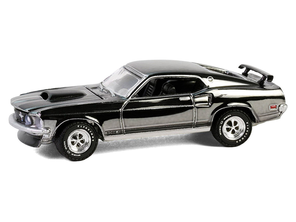 1969 Ford Mustang Boss 429 Silver Chrome Edition with Black Stripes "John Wick" (2014) Movie "Hobby Exclusive" Series 1/64 Diecast Model Car by Greenlight-1