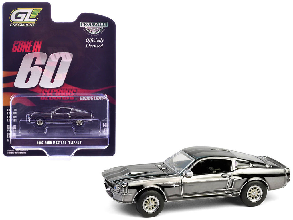 1967 Ford Mustang "Eleanor" Silver Chrome Edition "Gone in Sixty Seconds" (2000) Movie "Hobby Exclusive" Series 1/64 Diecast Model Car by Greenlight-0