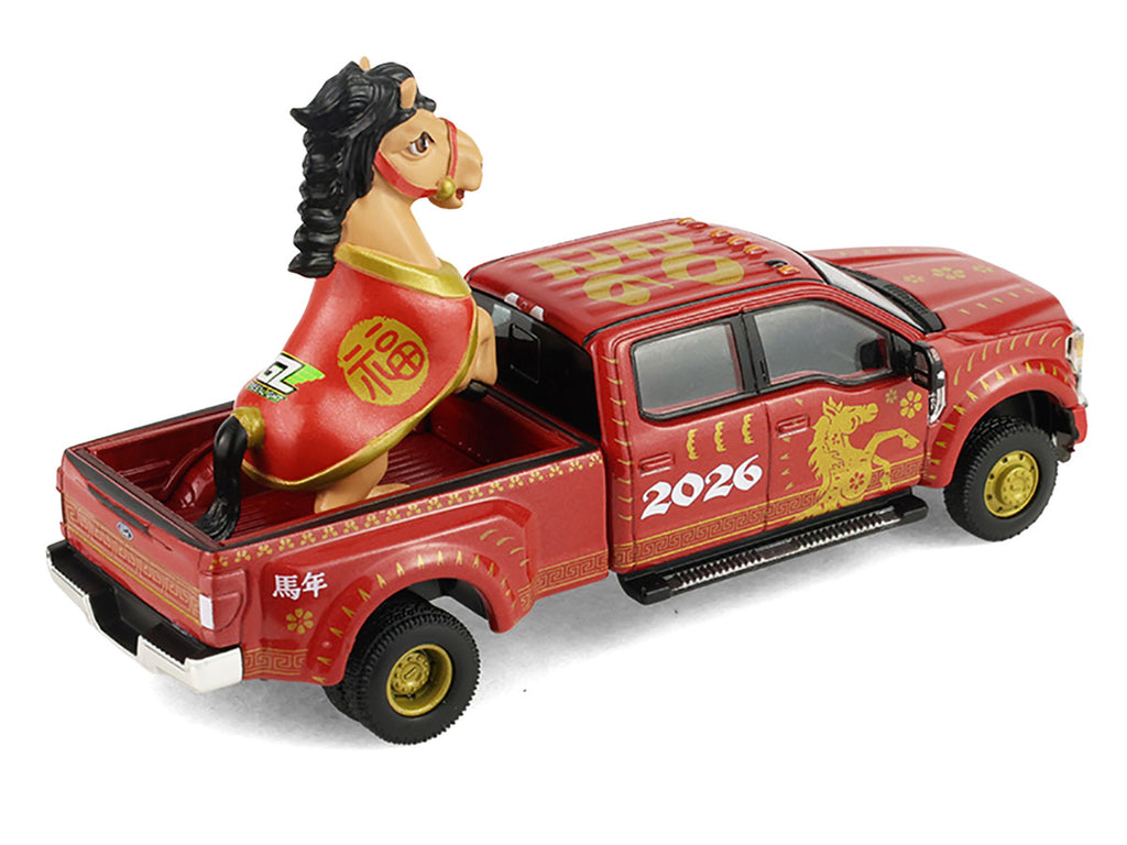 2022 Ford F-450 Dually Pickup Truck "Chinese Zodiac 2026 Year of the Horse" Red with Gold Graphics and Horse Figure "Hobby Exclusive" Series 1/64 Diecast Model Car by Greenlight-3