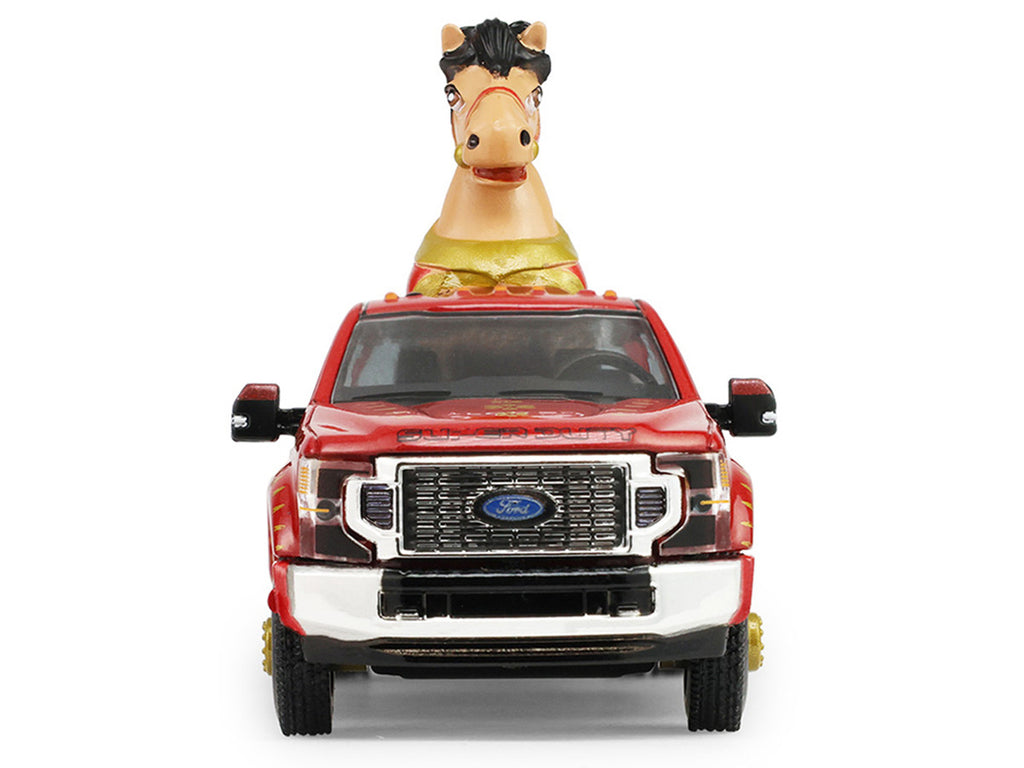2022 Ford F-450 Dually Pickup Truck "Chinese Zodiac 2026 Year of the Horse" Red with Gold Graphics and Horse Figure "Hobby Exclusive" Series 1/64 Diecast Model Car by Greenlight-1