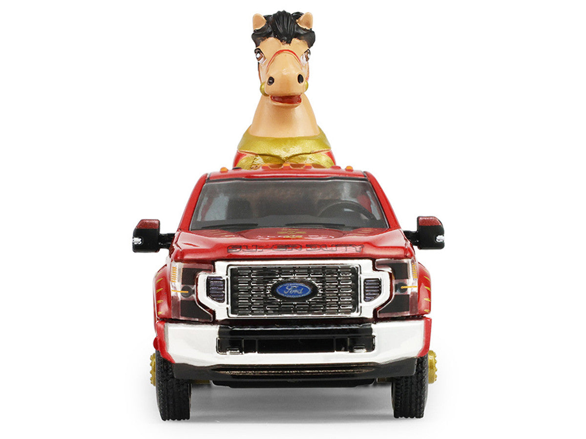 2022 Ford F-450 Dually Pickup Truck "Chinese Zodiac 2026 Year of the Horse" Red with Gold Graphics and Horse Figure "Hobby Exclusive" Series 1/64 Diecast Model Car by Greenlight-1