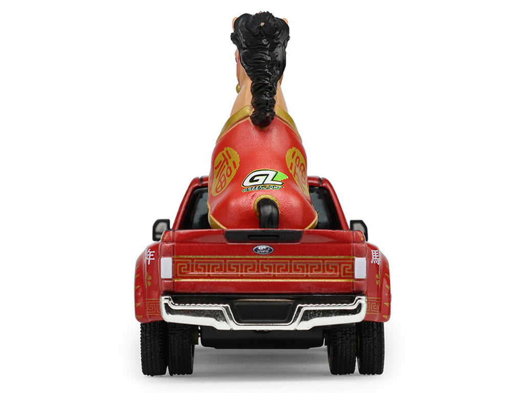 2022 Ford F-450 Dually Pickup Truck "Chinese Zodiac 2026 Year of the Horse" Red with Gold Graphics and Horse Figure "Hobby Exclusive" Series 1/64 Diecast Model Car by Greenlight-0