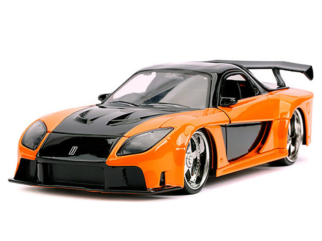 Han's Mazda RX-7 RHD (Right Hand Drive) Orange and Black "The Fast and the Furious: Tokyo Drift" (2006) Movie "25 Years of Fast & Furious" Series 1/24 Diecast Model Car by Jada-1