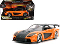 Han's Mazda RX-7 RHD (Right Hand Drive) Orange Metallic and Black "25 Years of Fast & Furious" "The Fast and the Furious: Tokyo Drift" (2006) Movie "Fast & Furious" Series 1/32 Diecast Model Car by Jada-0