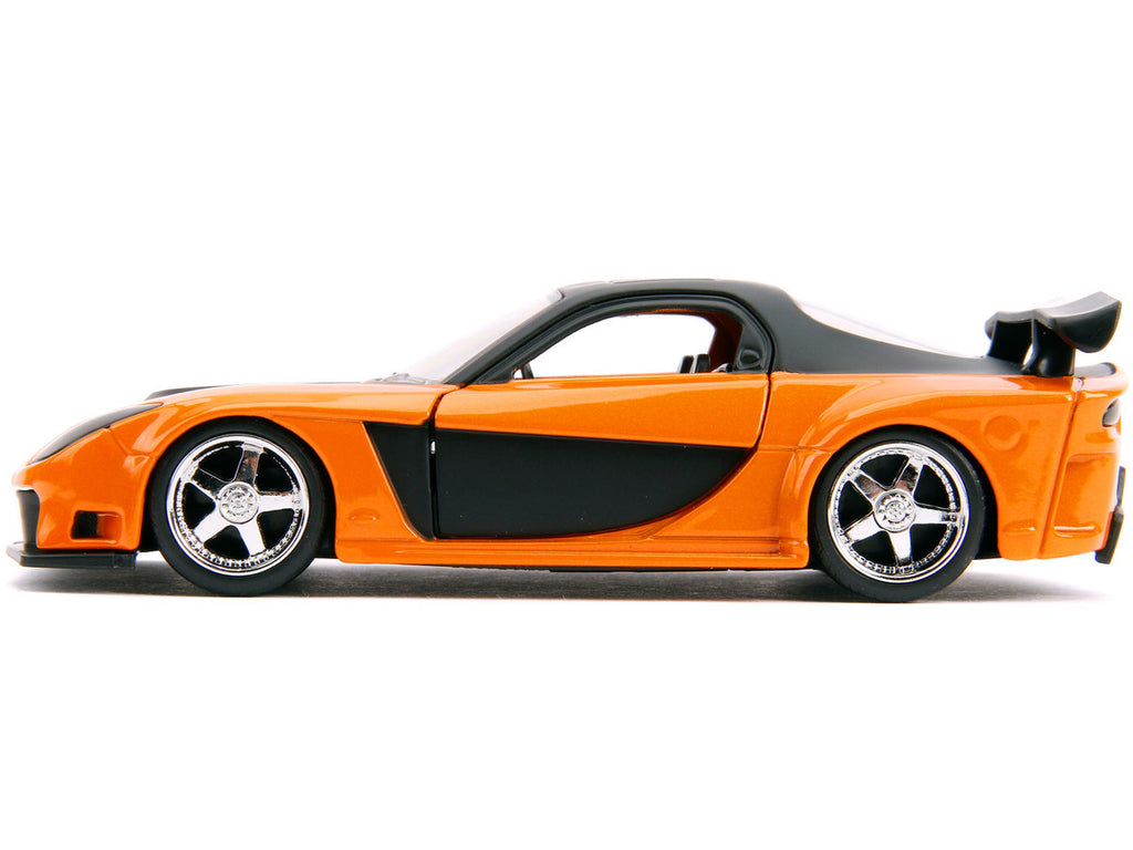 Han's Mazda RX-7 RHD (Right Hand Drive) Orange Metallic and Black "25 Years of Fast & Furious" "The Fast and the Furious: Tokyo Drift" (2006) Movie "Fast & Furious" Series 1/32 Diecast Model Car by Jada-2