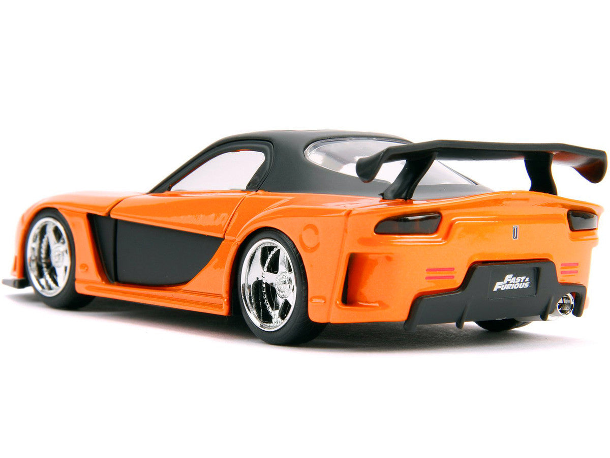 Han's Mazda RX-7 RHD (Right Hand Drive) Orange Metallic and Black "25 Years of Fast & Furious" "The Fast and the Furious: Tokyo Drift" (2006) Movie "Fast & Furious" Series 1/32 Diecast Model Car by Jada-3