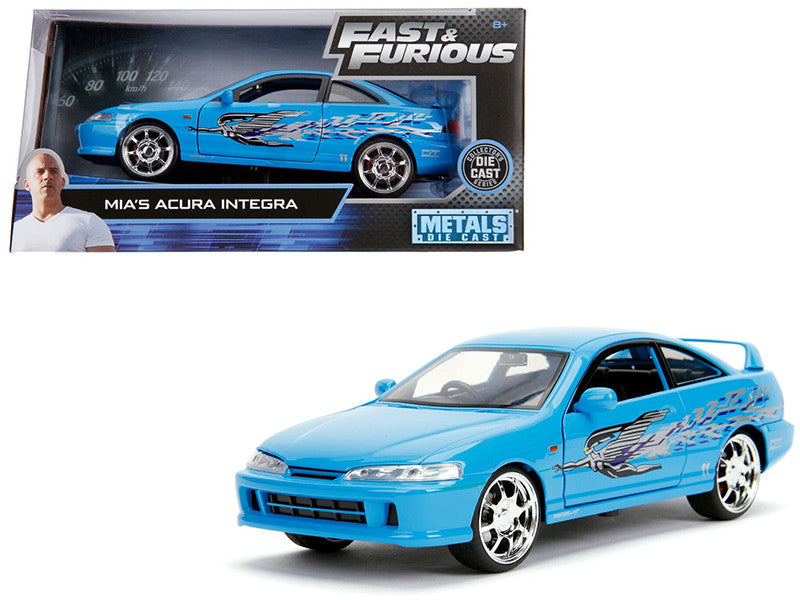 Mia's Acura Integra RHD (Right Hand Drive) Blue "The Fast and the Furious" Movie 1/24 Diecast Model Car by Jada-0