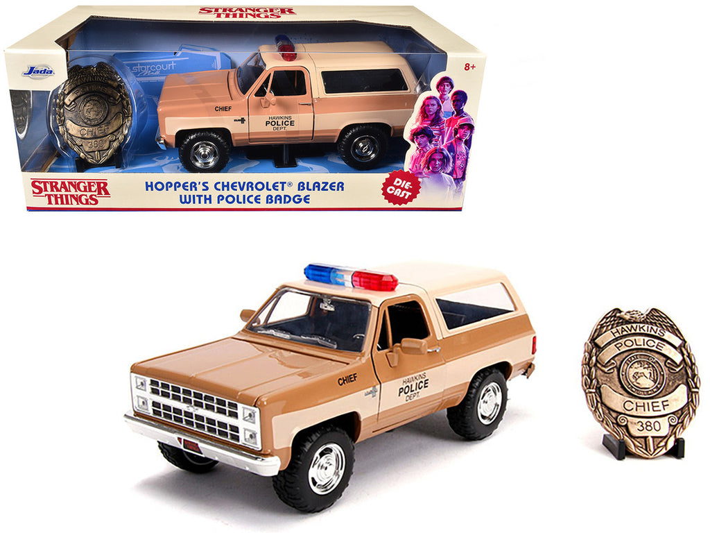 Hopper's Chevrolet Blazer with Police Badge "Hawkins Police Dept." "Stranger Things" (2016) TV Series 1/24 Diecast Model Car by Jada-4