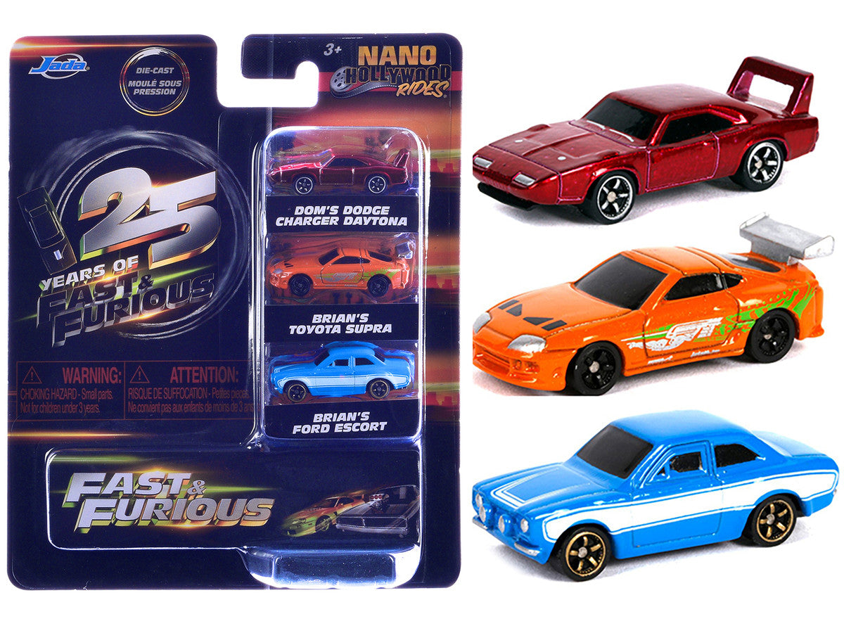 "Fast & Furious 25th Anniversary" 3 piece Set #2 "Nano Hollywood Rides" Diecast Model Cars by Jada-0