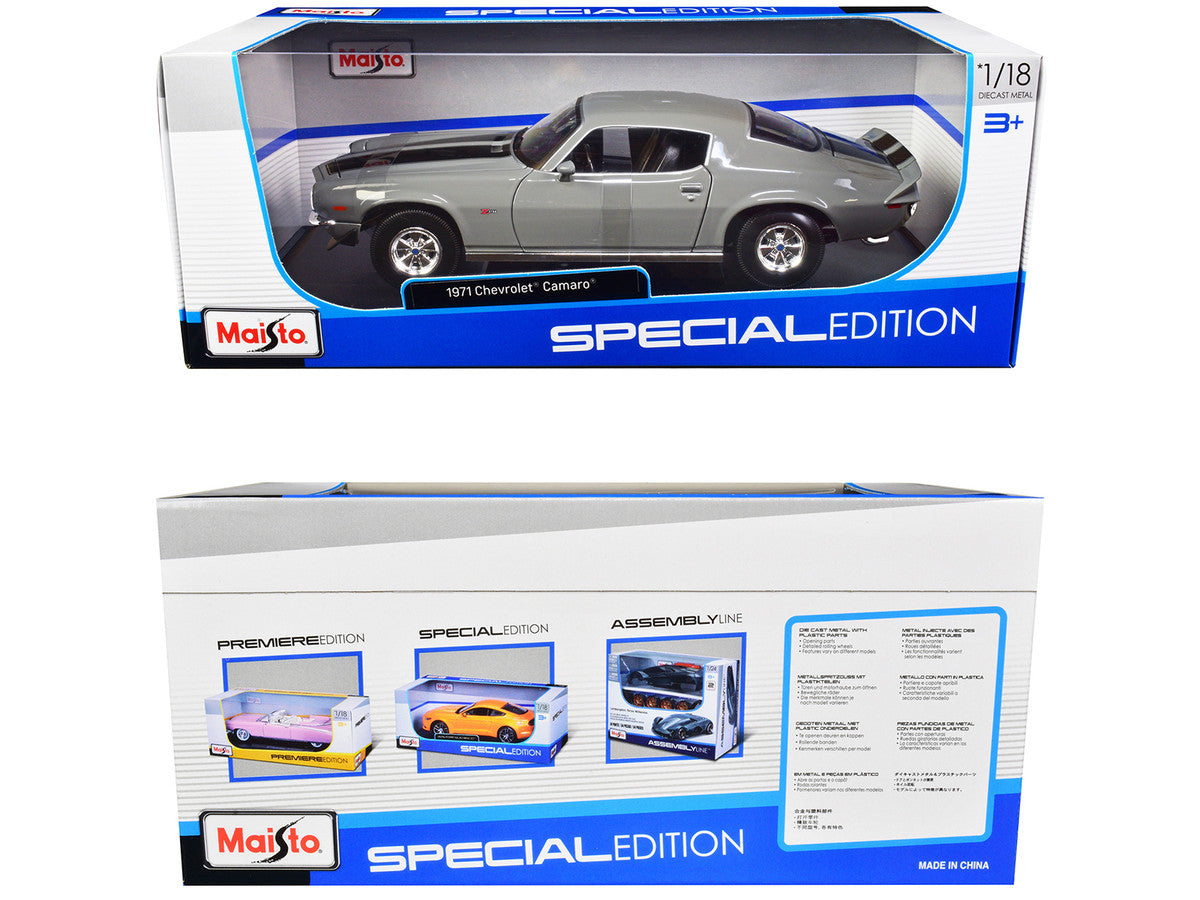 Maisto 1:18 1971 Chevrolet Camaro Gray / Black Stripes — product image 2