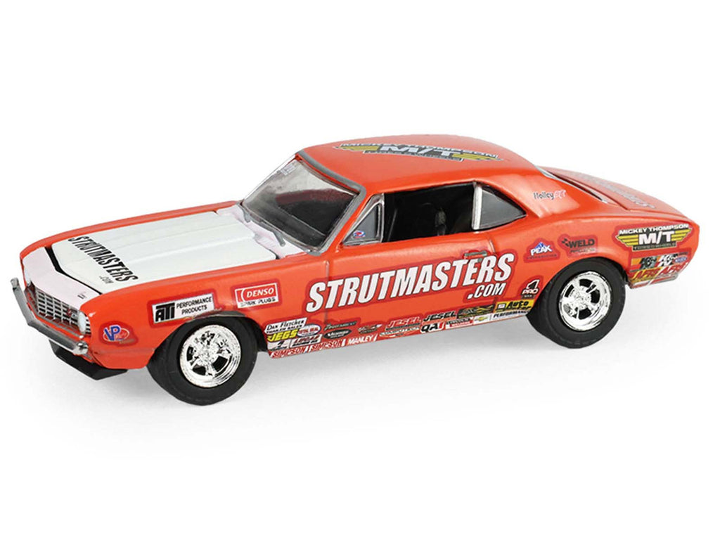 1969 Ford F-250 Pickup Truck Red and 1969 Chevrolet Camaro Z28 "Dan Fletcher" Orange with White Hood "NHRA Safety Team" with Enclosed Car Trailer "Racing Hitch & Tow" Series 6 1/64 Diecast Model Cars by Greenlight-4