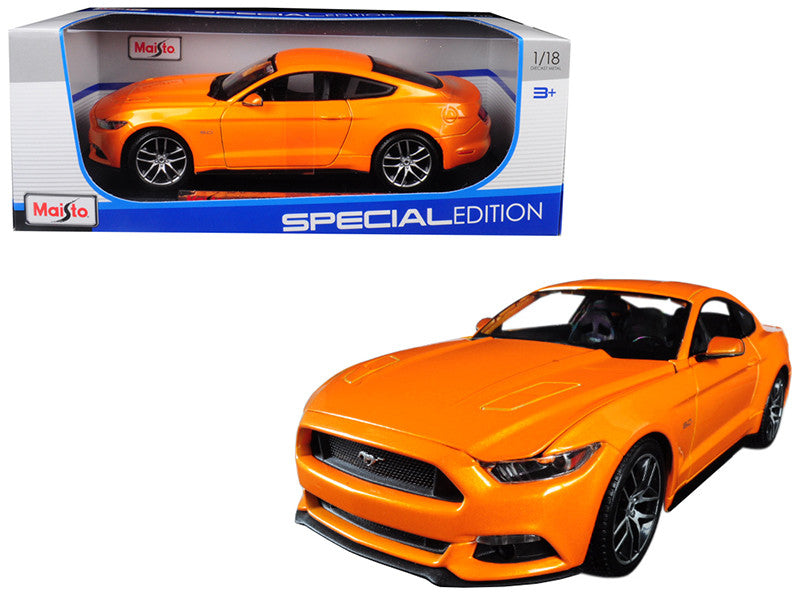 2015 Ford Mustang GT 5.0 Orange Metallic "Special Edition" 1/18 Diecast Model Car by Maisto-0