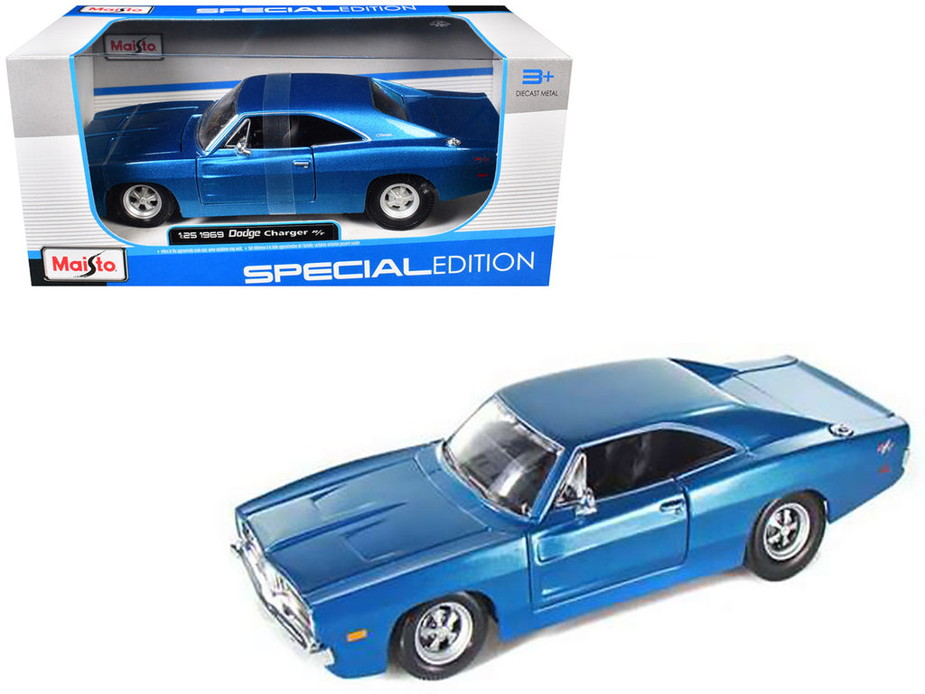 1969 Dodge Charger R/T Hemi Blue 1/25 Diecast Model Car by Maisto-2