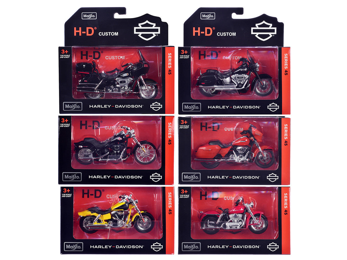 Harley-Davidson Motorcycles 6 piece Set Series 45 1/18 Diecast Models by Maisto-0