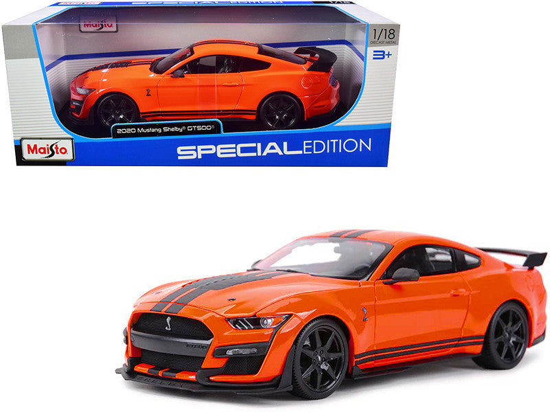 Maisto 1:18 2020 Ford Mustang Shelby GT500 Orange / Black Stripes — product image 1
