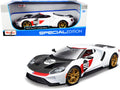 2021 Ford GT #98 White "Heritage Edition" 1/18 Diecast Model Car by Maisto-0