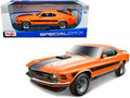 1970 Ford Mustang Mach 1 428 "Twister Special" Orange with Black Stripes "Special Edition" 1/18 Diecast Model Car by Maisto-0