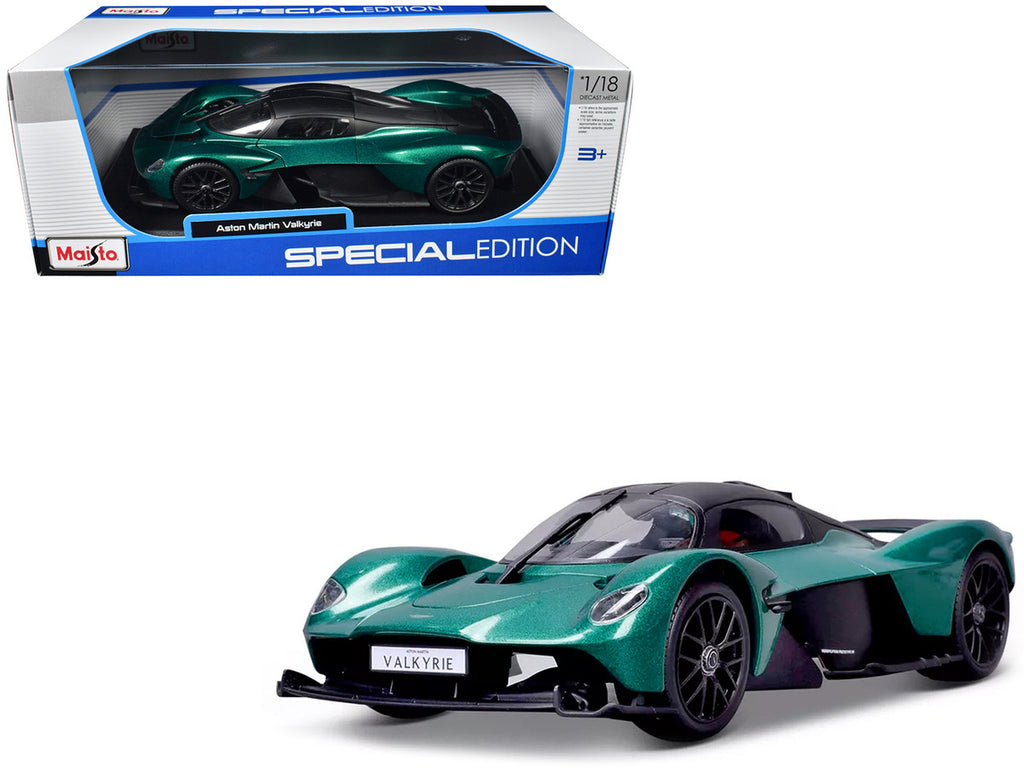 Aston Martin Valkyrie Green Metallic with Matt Black Top "Special Edition" Series 1/18 Diecast Model Car by Maisto-0