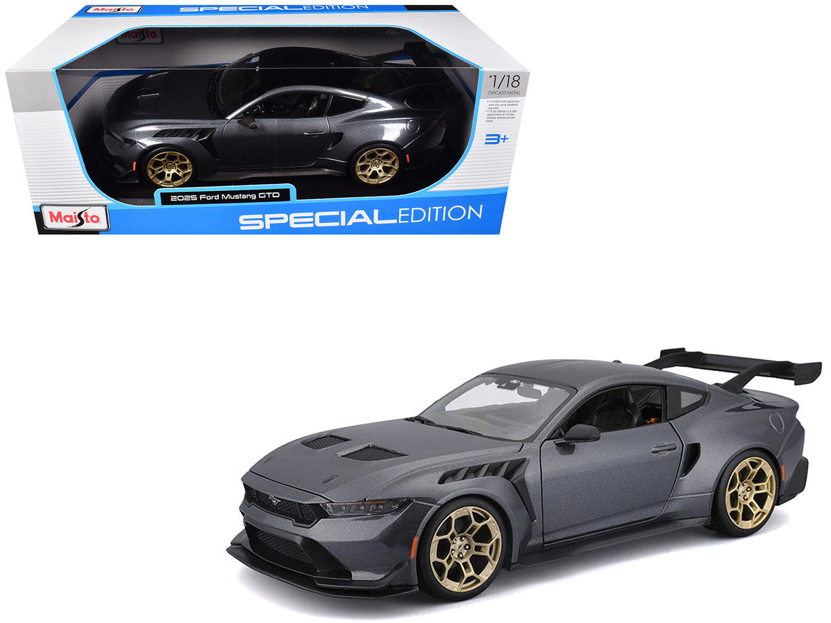 2025 Ford Mustang GTD Dark Gray Metallic with Black Top "Special Edition" Series 1/18 Diecast Model Car by Maisto-0