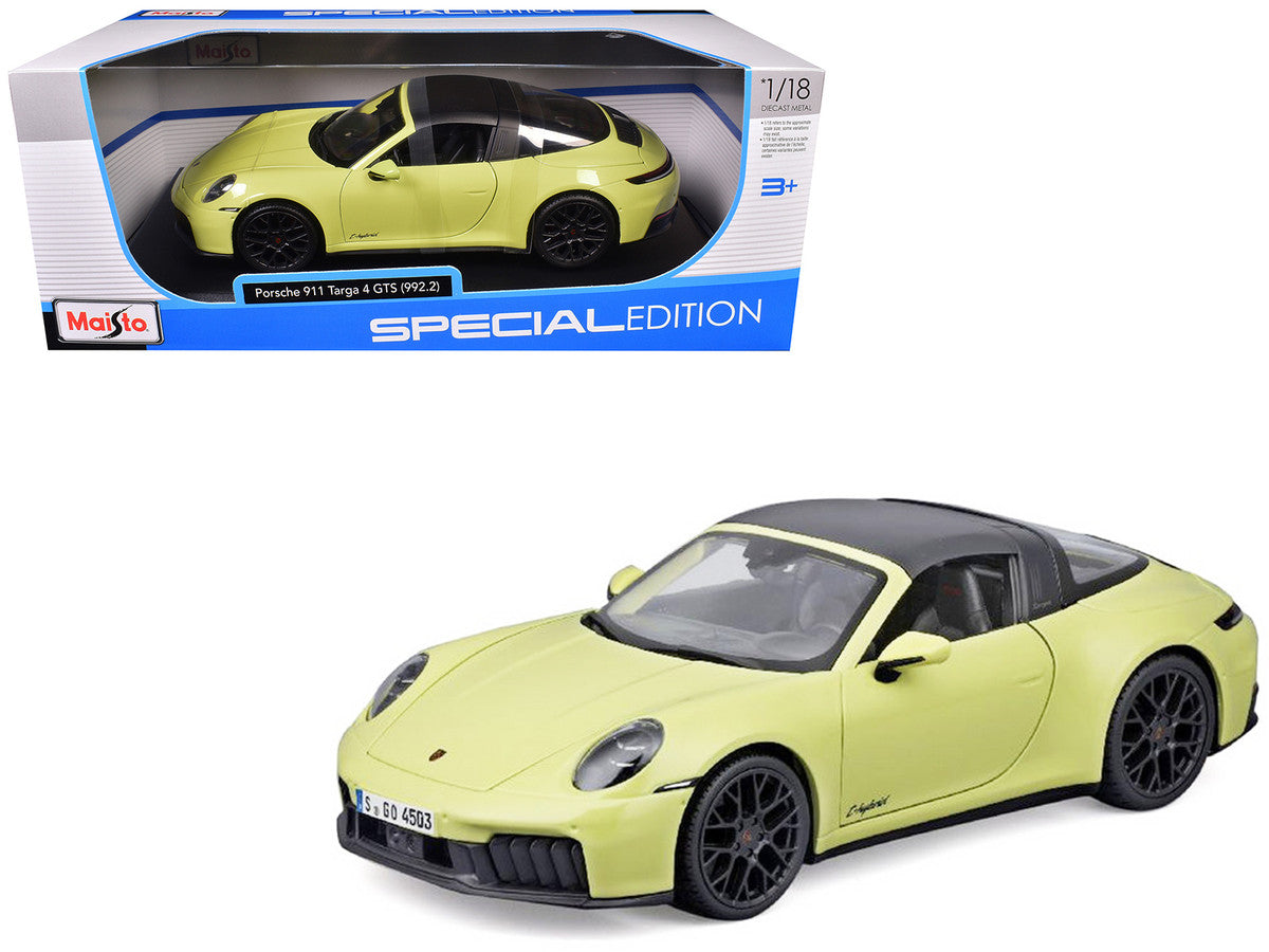 Porsche 911 Targa 4 GTS (992.2) Yellow with Black Top "Special Edition" Series 1/18 Diecast Model Car by Maisto-2