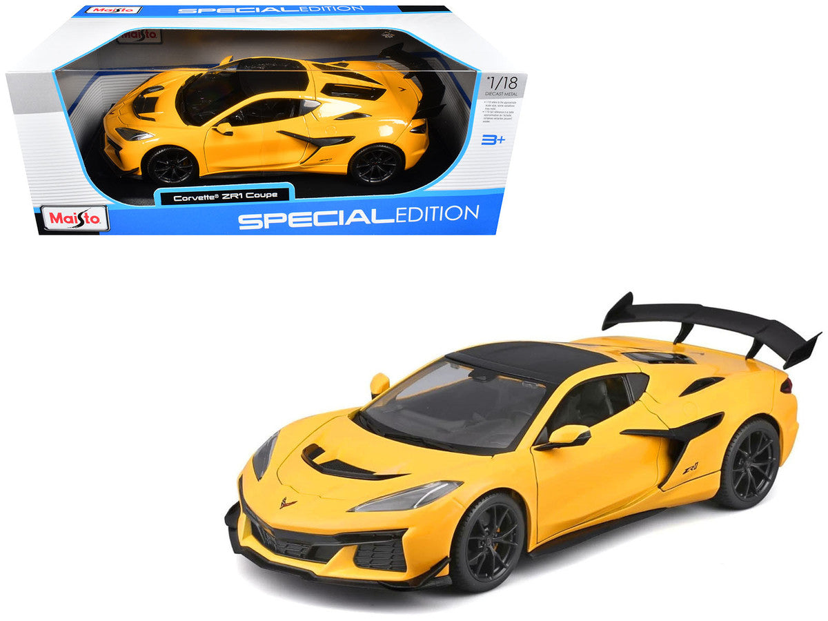 Chevrolet Corvette ZR1 Coupe Yellow with Carbon Top "Special Edition" Series 1/18 Diecast Model Car by Maisto-4