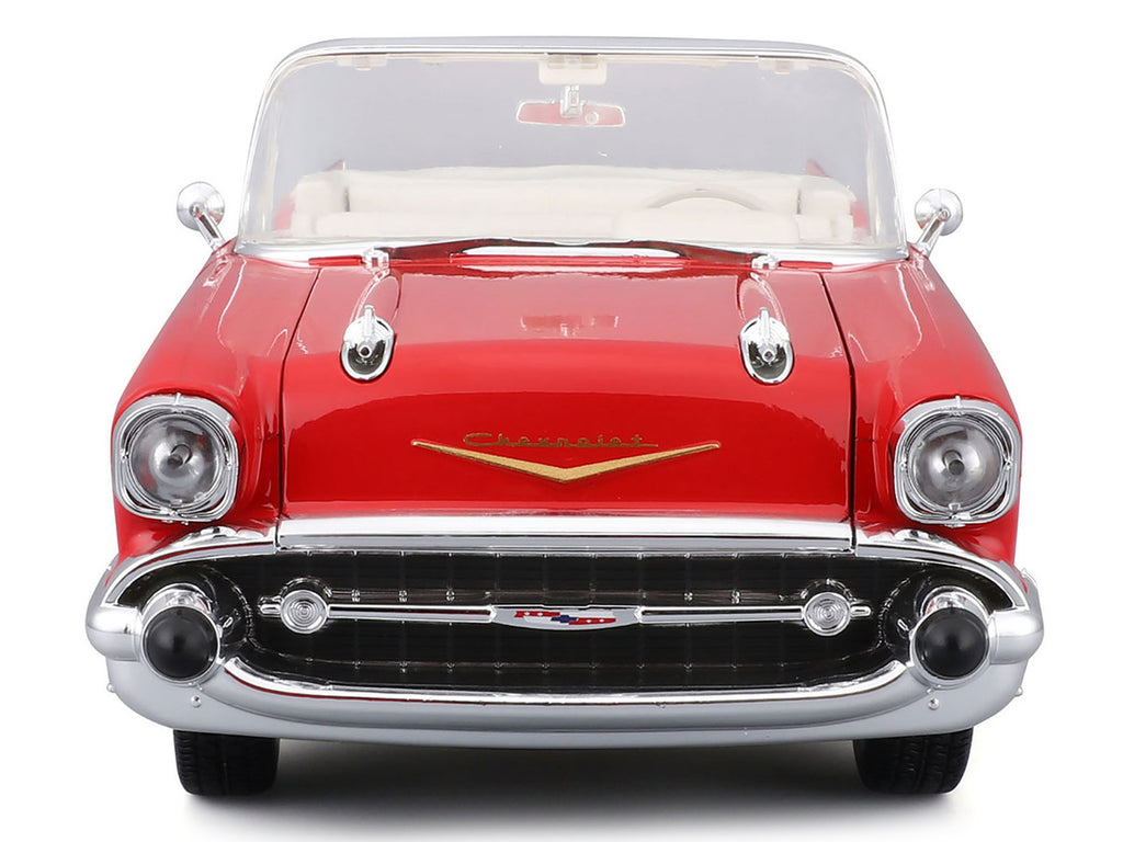 1957 Chevrolet Bel Air Convertible Red with White Interior "Special Edition" Series 1/18 Diecast Model Car by Maisto-1