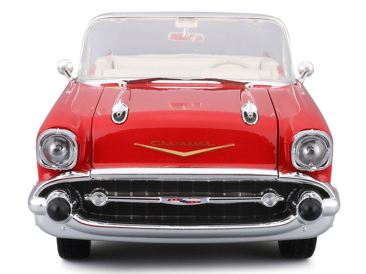 1957 Chevrolet Bel Air Convertible Red with White Interior "Special Edition" Series 1/18 Diecast Model Car by Maisto-1