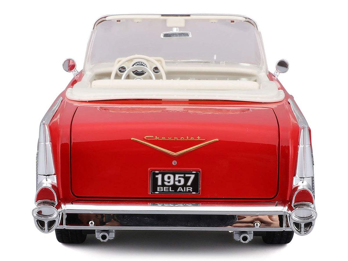 1957 Chevrolet Bel Air Convertible Red with White Interior "Special Edition" Series 1/18 Diecast Model Car by Maisto-3