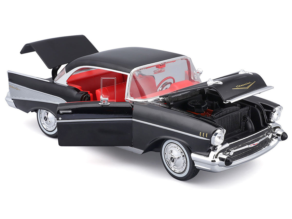 1957 Chevrolet Bel Air Coupe Black with Red Interior "Special Edition" Series 1/18 Diecast Model Car by Maisto-1