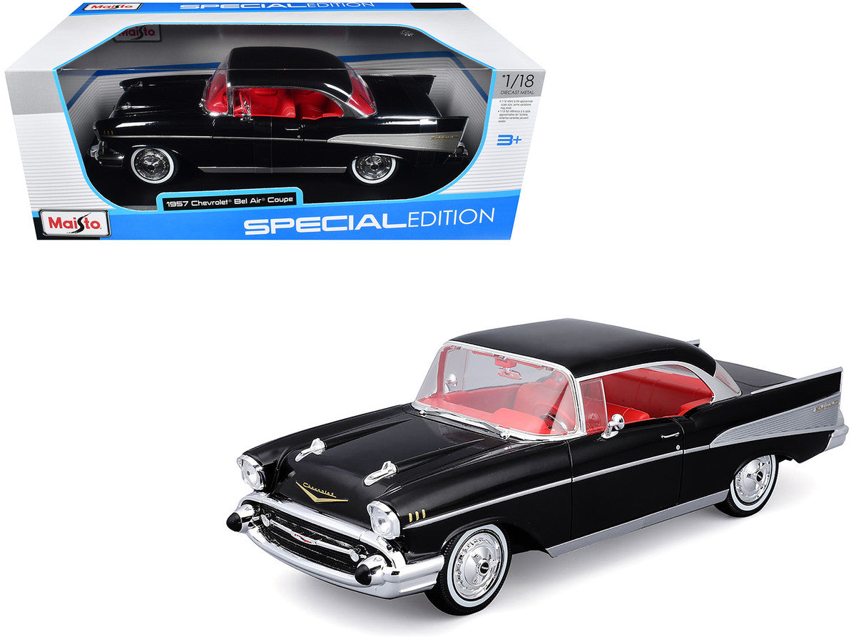 1957 Chevrolet Bel Air Coupe Black with Red Interior "Special Edition" Series 1/18 Diecast Model Car by Maisto-0