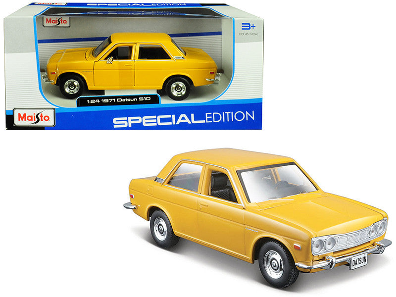 1971 Datsun 510 Yellow "Special Edition" 1/24 Diecast Model Car by Maisto-0