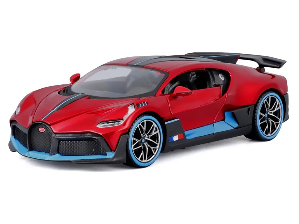 Bugatti Divo Red Metallic with Carbon and Blue Accents "Special Edition" 1/24 Diecast Model Car by Maisto-1