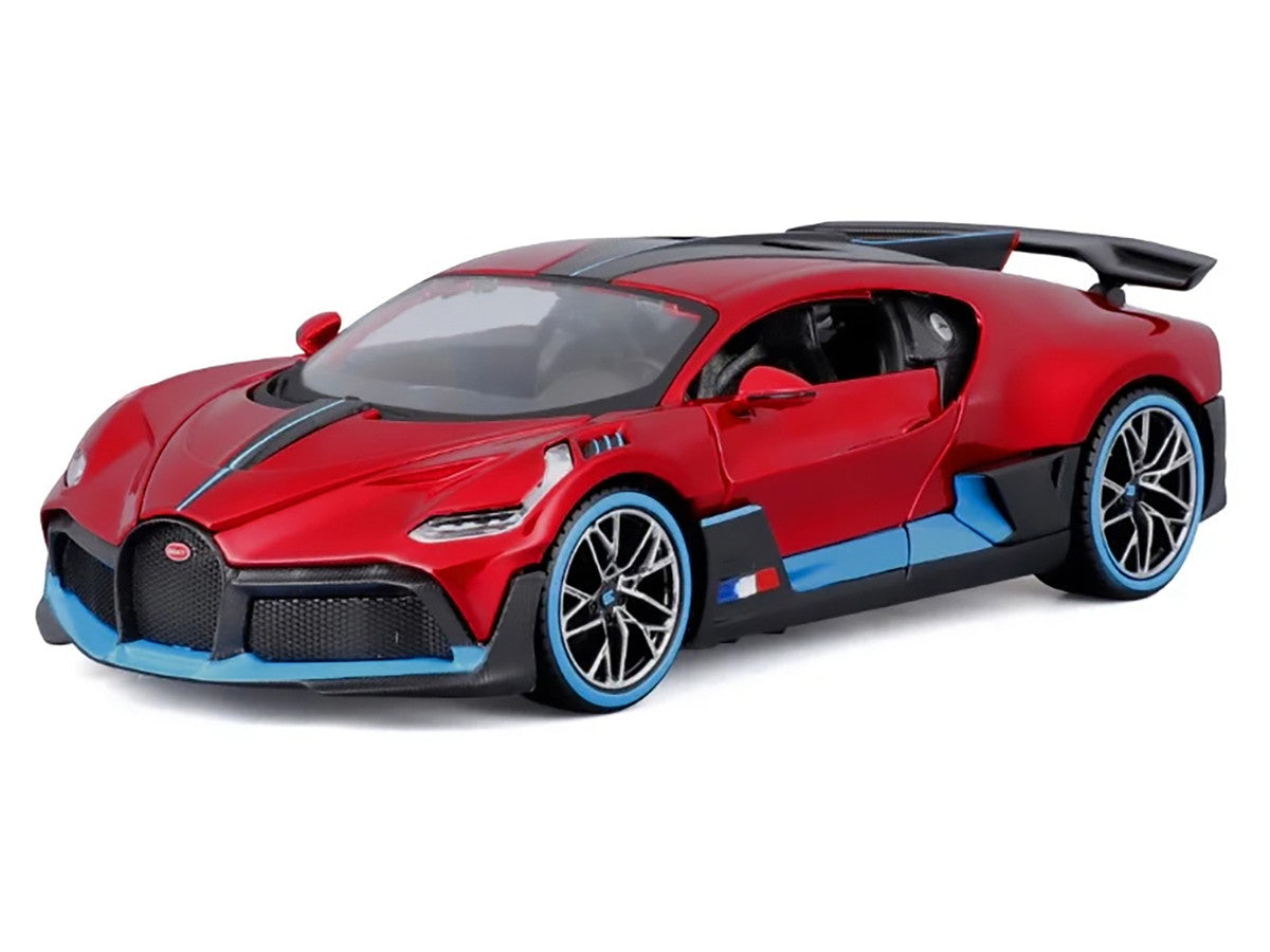 Bugatti Divo Red Metallic with Carbon and Blue Accents "Special Edition" 1/24 Diecast Model Car by Maisto-1