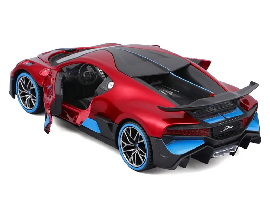 Bugatti Divo Red Metallic with Carbon and Blue Accents "Special Edition" 1/24 Diecast Model Car by Maisto-2