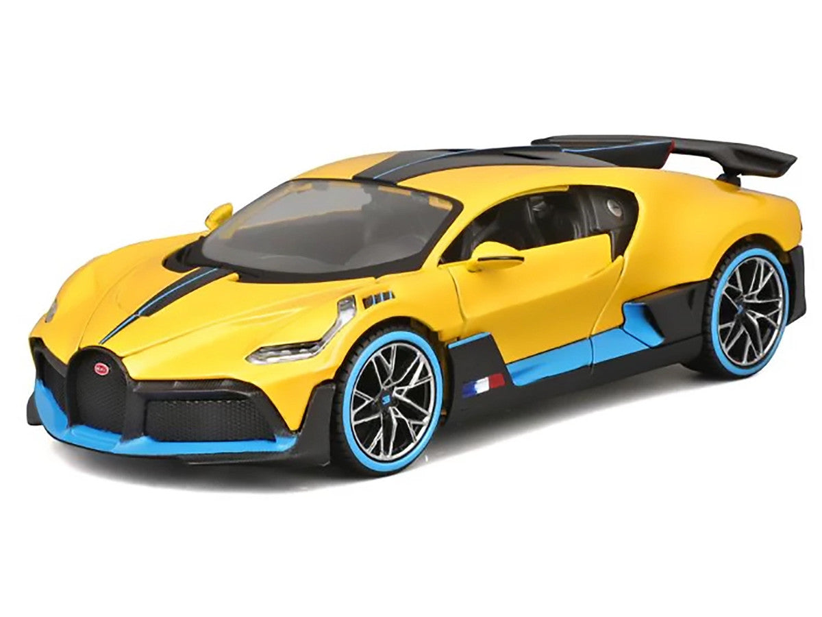 Bugatti Divo Yellow Metallic with Carbon and Blue Accents "Special Edition" 1/24 Diecast Model Car by Maisto-1