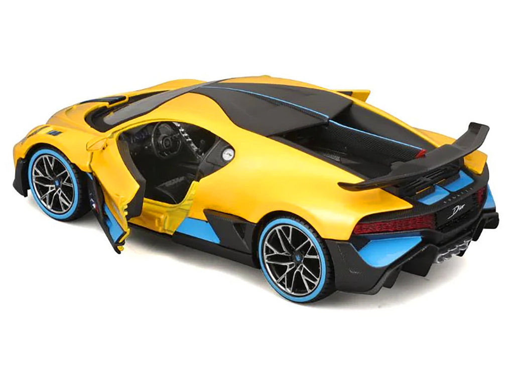 Bugatti Divo Yellow Metallic with Carbon and Blue Accents "Special Edition" 1/24 Diecast Model Car by Maisto-2