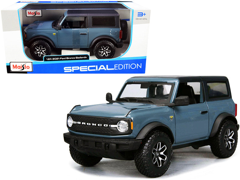 2021 Ford Bronco Badlands Blue with Black Top "Special Edition" 1/24 Diecast Model Car by Maisto-0