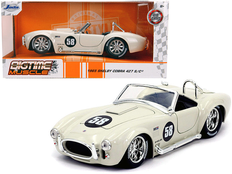 1965 Shelby Cobra 427 S/C #58 Cream "Bigtime Muscle" 1/24 Diecast Model Car by Jada-0