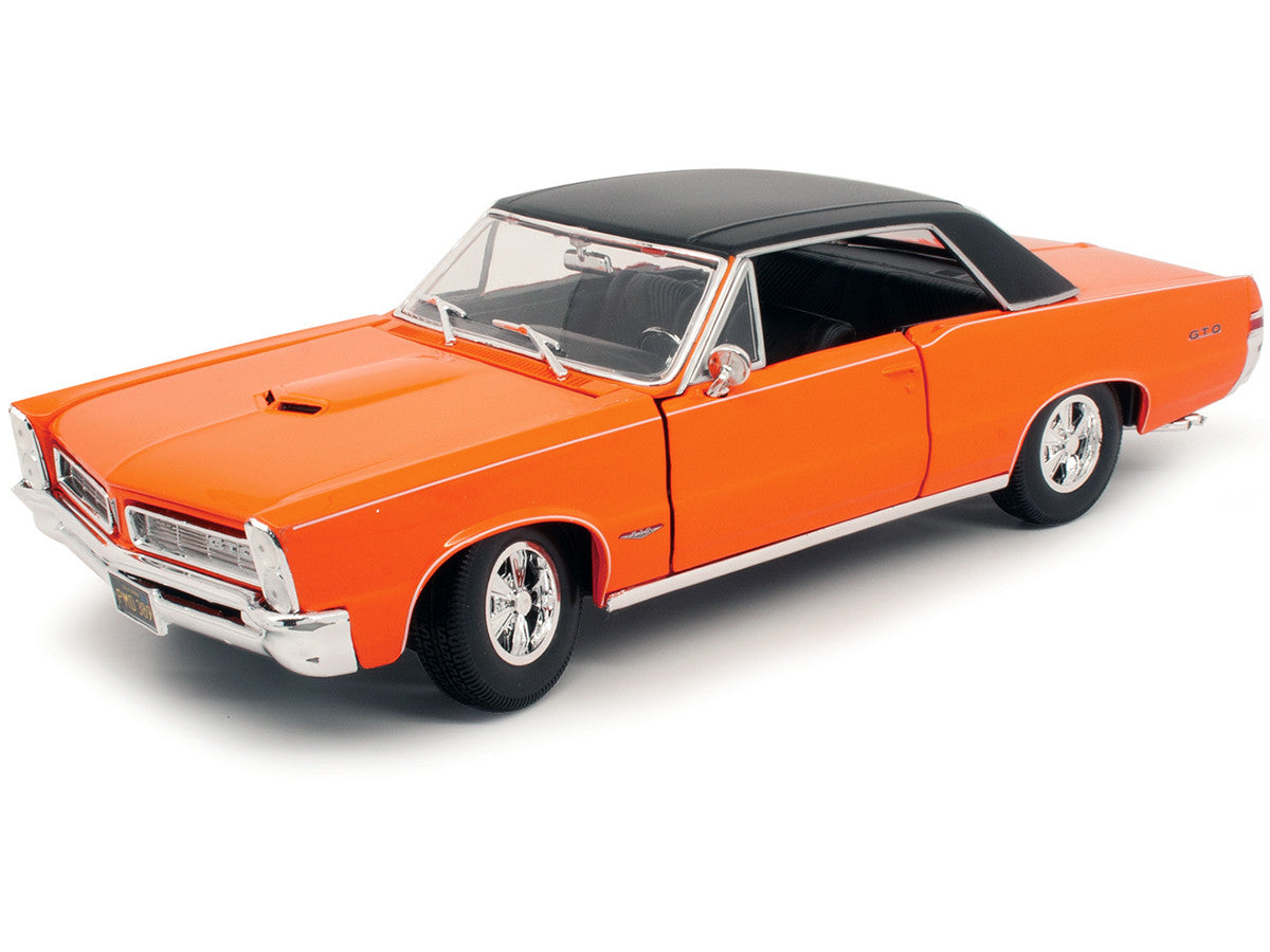 1965 Pontiac GTO Hurst Orange with Black Top and White Stripes "Special Edition" 1/18 Diecast Model Car by Maisto-1