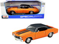 1971 Chevrolet Chevelle SS 454 Sport Orange Metallic with Black Top and Black Stripes 1/18 Diecast Model Car by Maisto-0