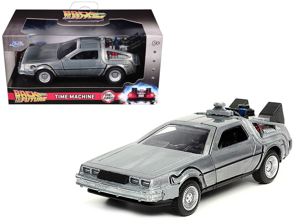 DeLorean DMC (Time Machine) Brushed Metal "Back to the Future Part I" (1985) Movie "Hollywood Rides" Series 1/32 Diecast Model Car by Jada-2