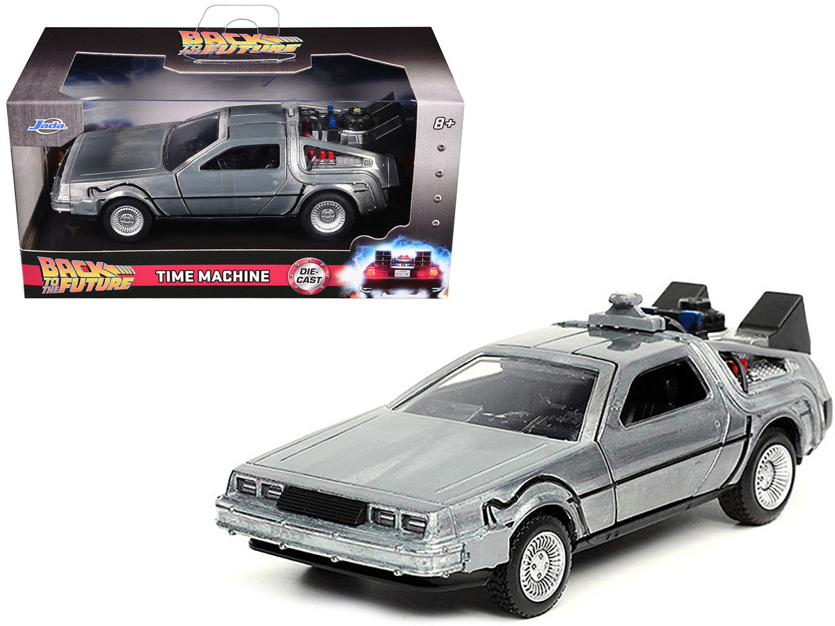 DeLorean DMC (Time Machine) Brushed Metal "Back to the Future Part I" (1985) Movie "Hollywood Rides" Series 1/32 Diecast Model Car by Jada-2