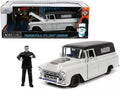 1957 Chevrolet Suburban Gray and Black with Graphics and Frankenstein Diecast Figurine "Universal Monsters" "Hollywood Rides" Series 1/24 Diecast Model Car by Jada-0