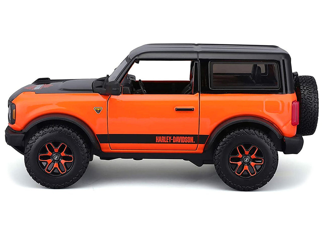 2021 Ford Bronco Badlands Orange and Black "Harley Davidson" "H-D Custom" Series 1/24 Diecast Model Car by Maisto-2