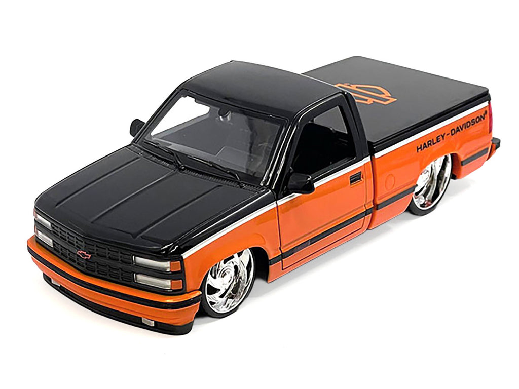 1993 Chevrolet 454 SS Pickup Truck "Harley Davidson" Black and Orange "H-D Custom" Series 1/24 Diecast Model Car by Maisto-0