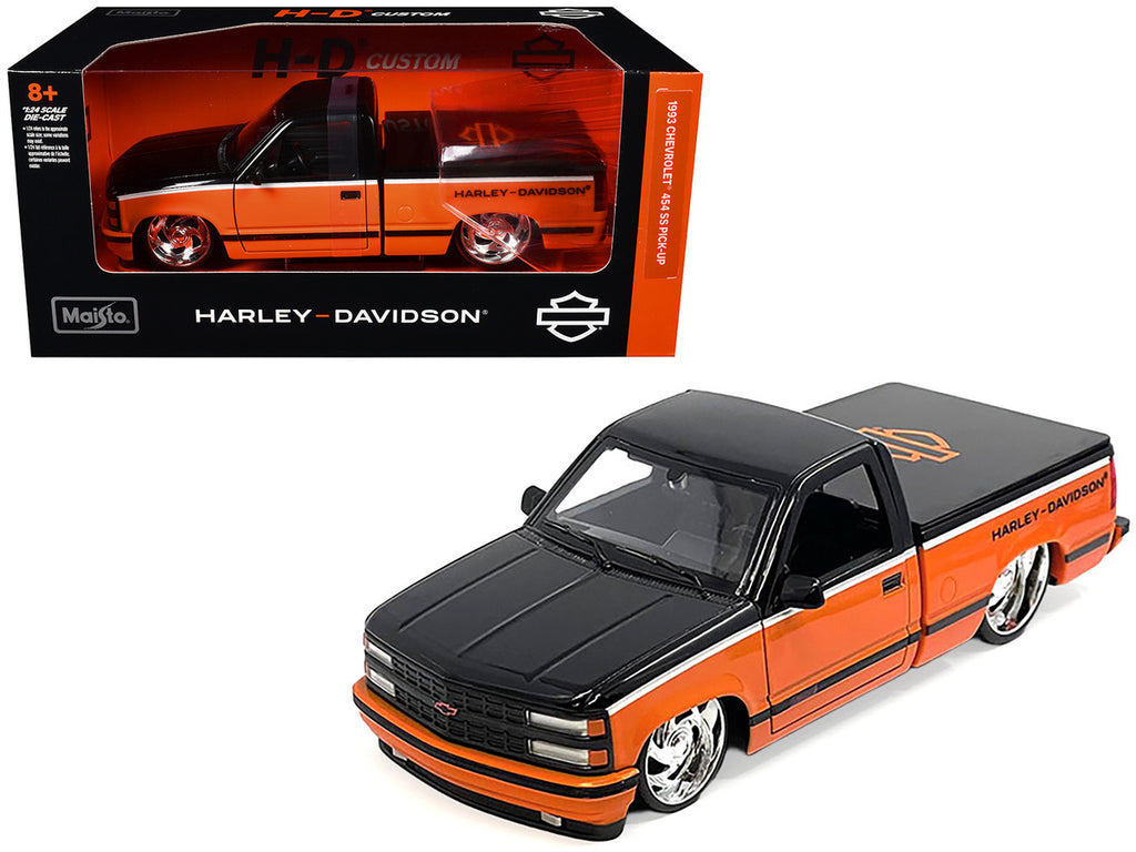 1993 Chevrolet 454 SS Pickup Truck "Harley Davidson" Black and Orange "H-D Custom" Series 1/24 Diecast Model Car by Maisto-2