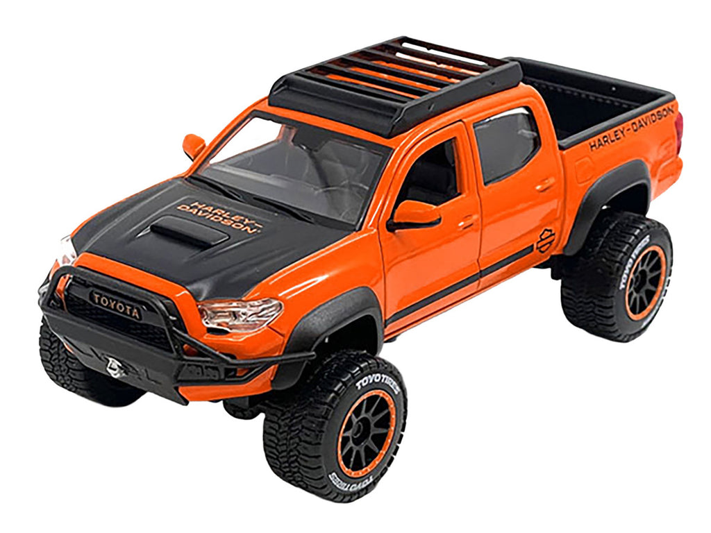 2023 Toyota Tacoma TRD Pro Pickup Truck "Harley Davidson" Orange and Black with Roof Rack "H-D Custom" Series 1/24 Diecast Model Car by Maisto-0